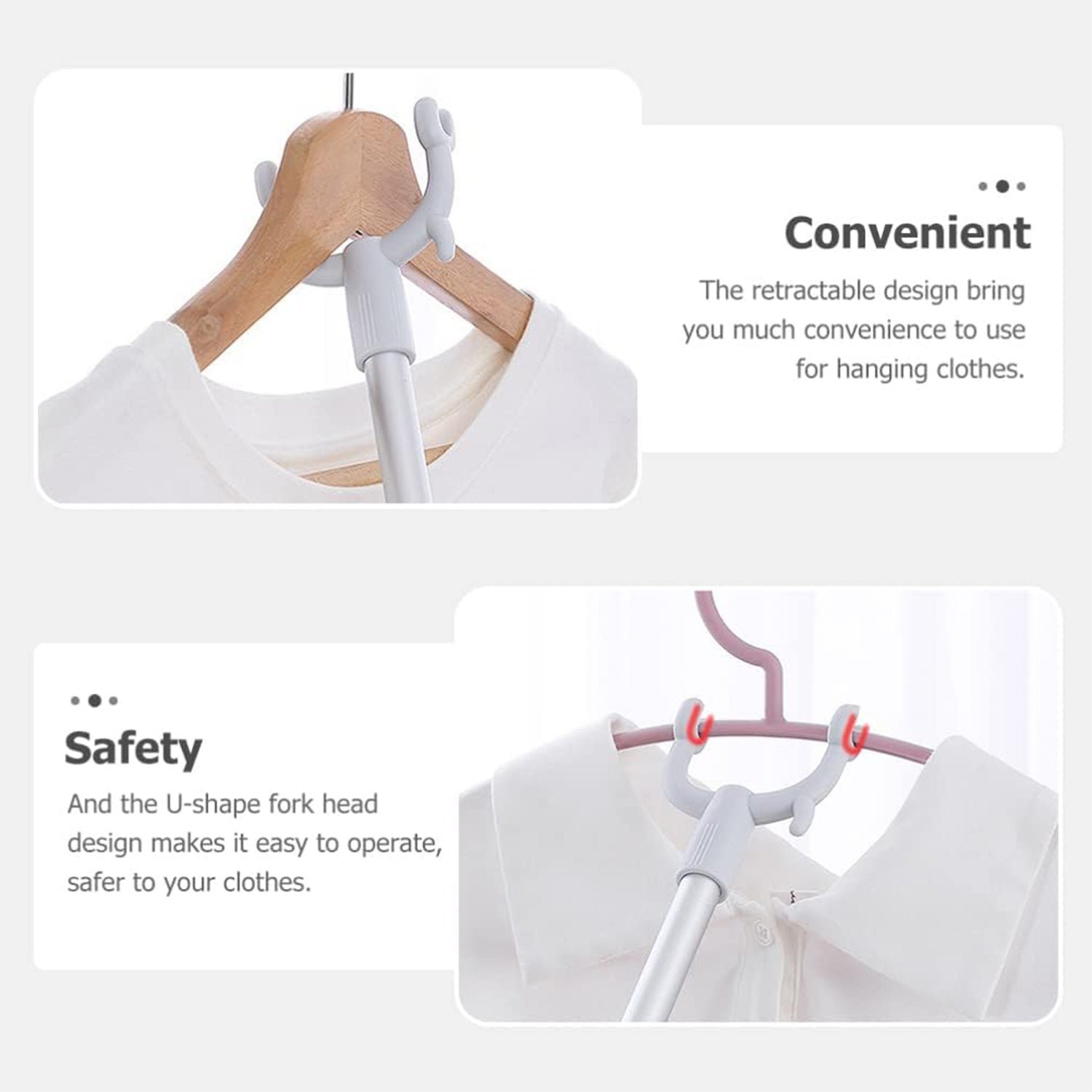 Premium Long Reach Clothes Hook Rod (120 cm, 1 Pc)