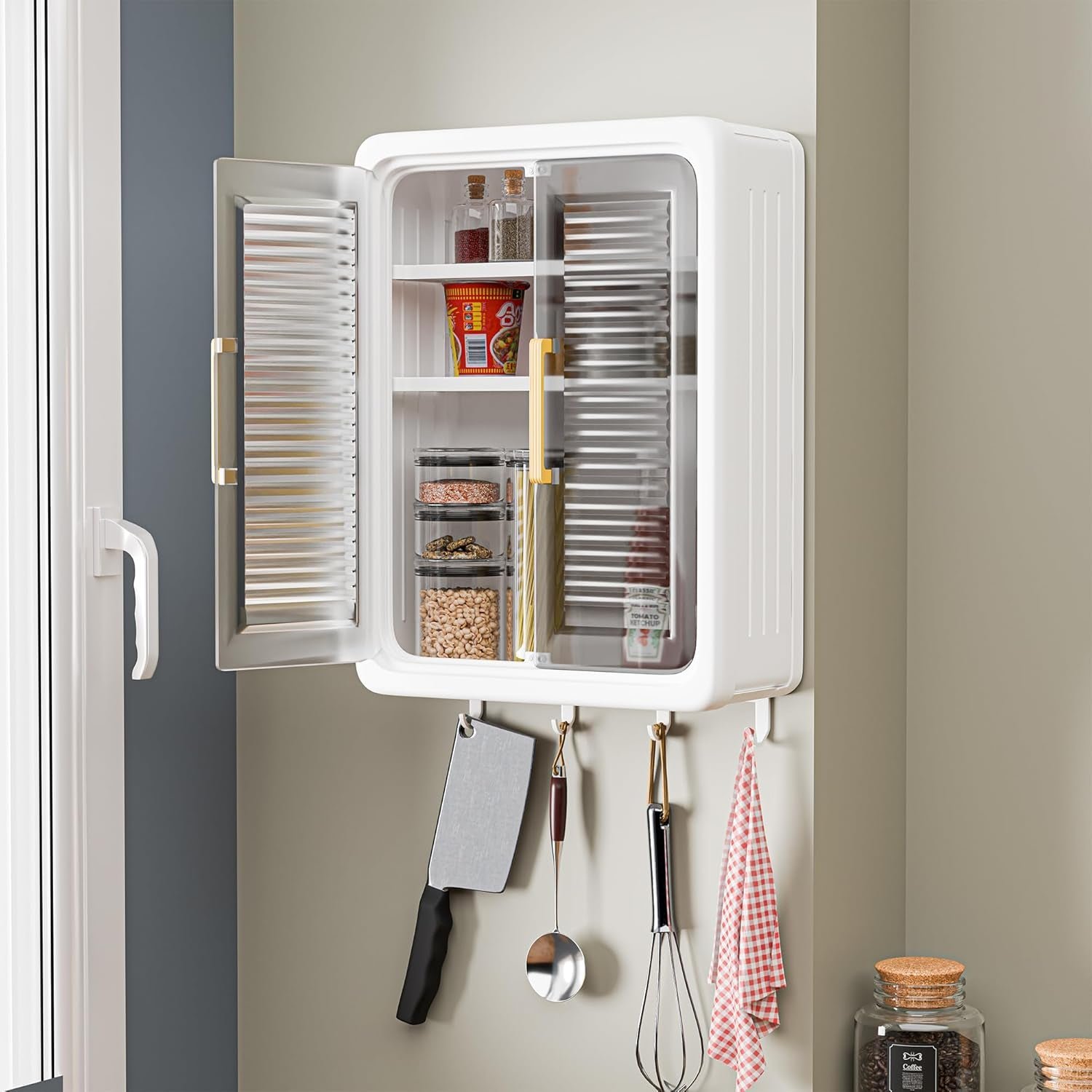 Large Wall-Mounted Kitchen Storage Cabinet Set