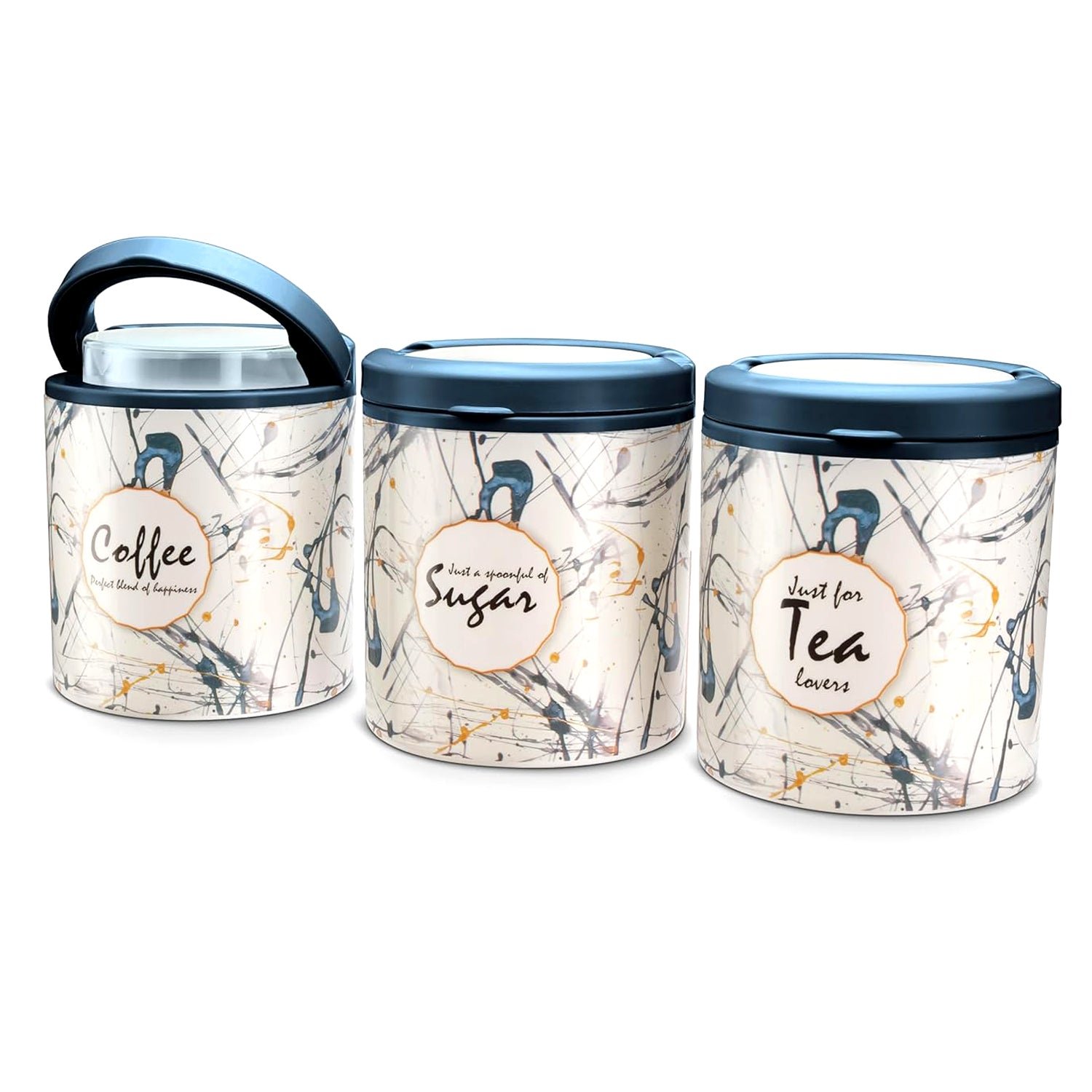 Multipurpose Plastic Tea Coffee Sugar Storage Container (3 Pc Set)