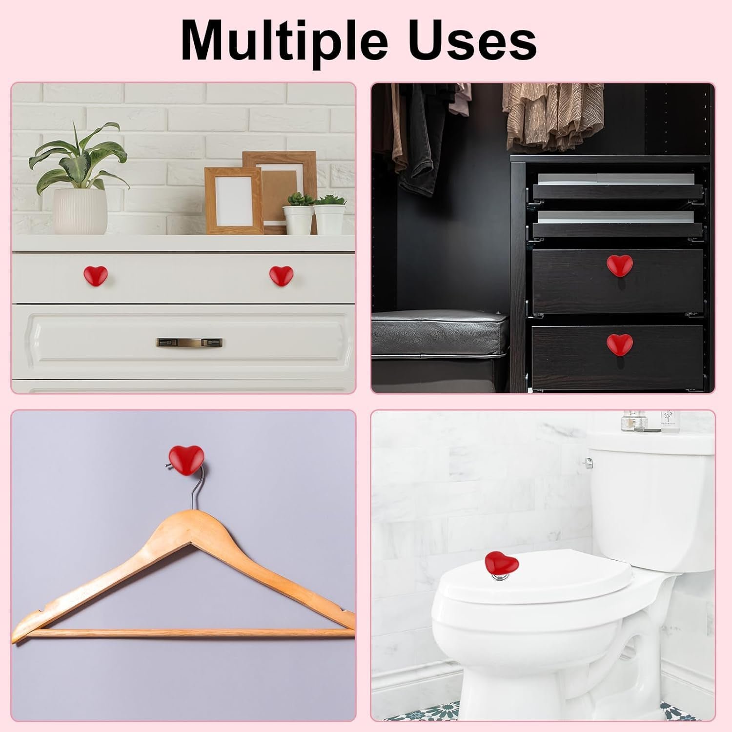 Heart-shaped Knob Pulls Toilet Press Button (4 Pc)