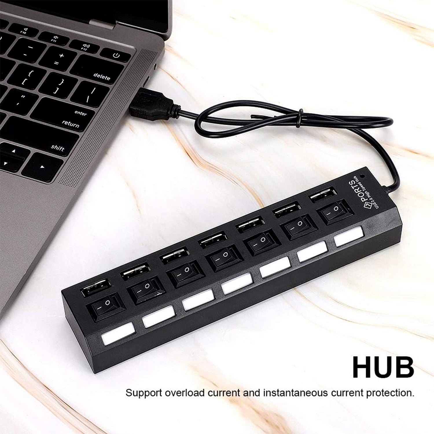 USB Splitter Multi Port USB 2.0 Hub, 7 Port