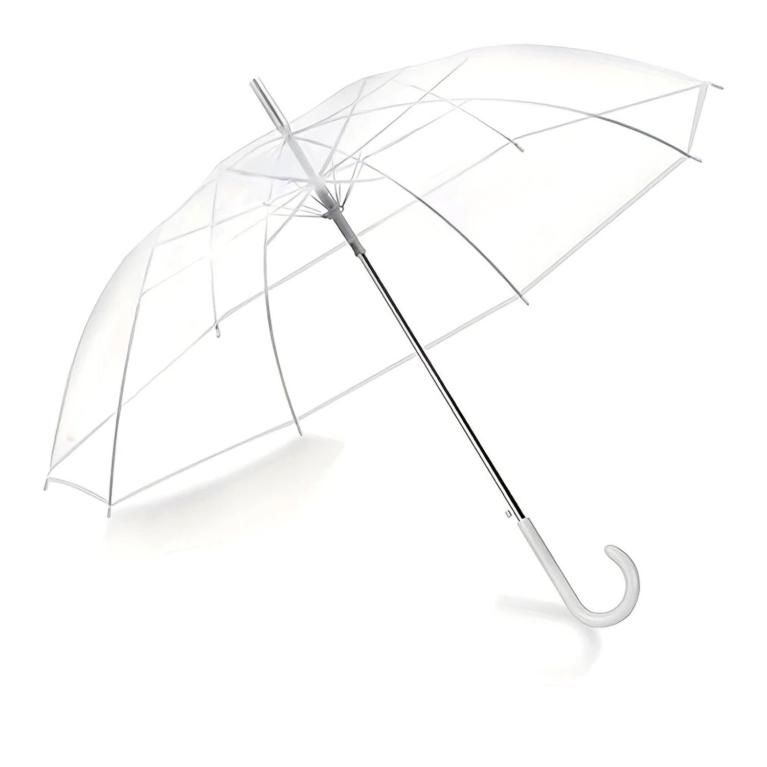 Premium Transparent Dome Umbrella with Curved Handle (1 Pc)