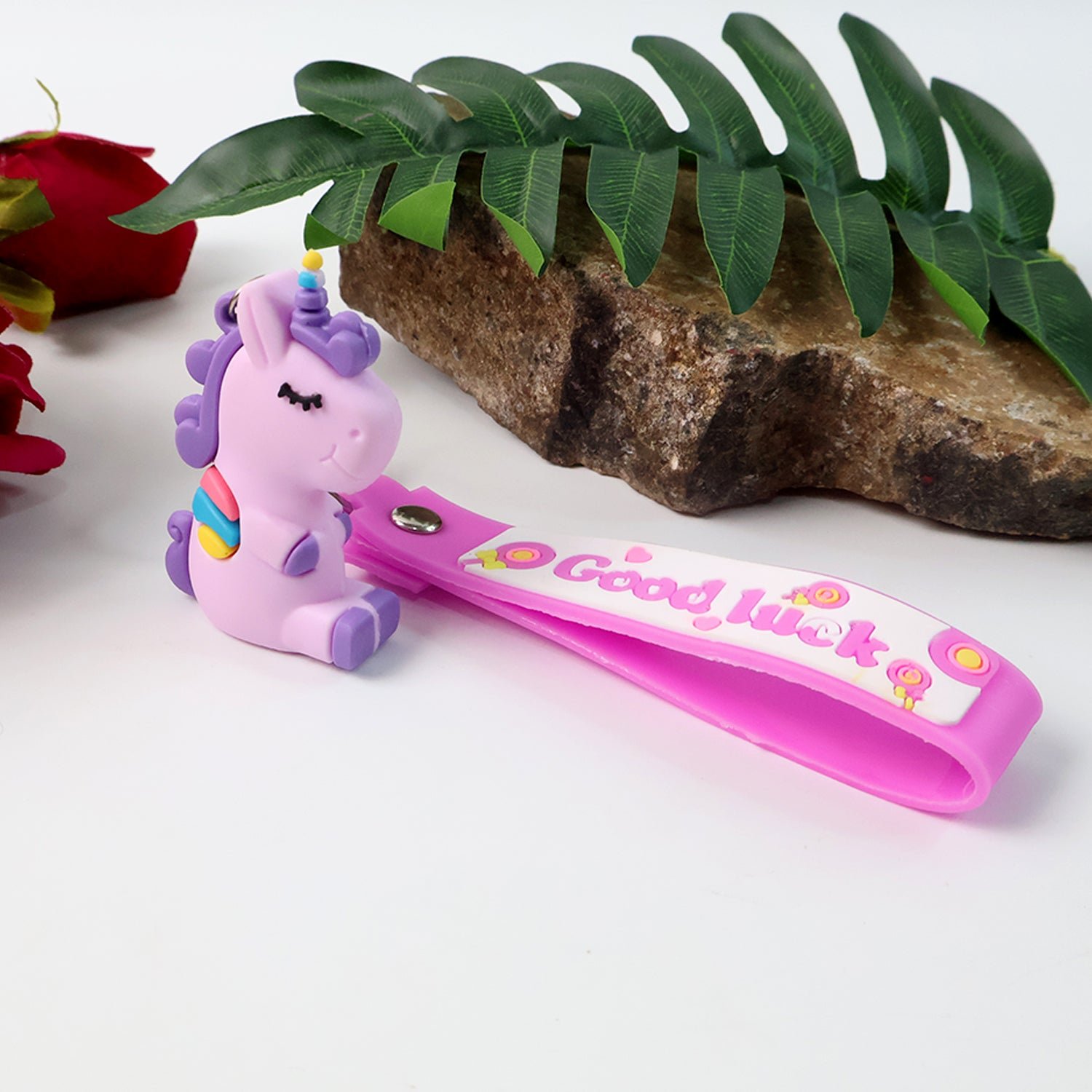 Cute Cartoon Silicone 3D Key Chain with Metal Hook & Strap (Pack of 1)