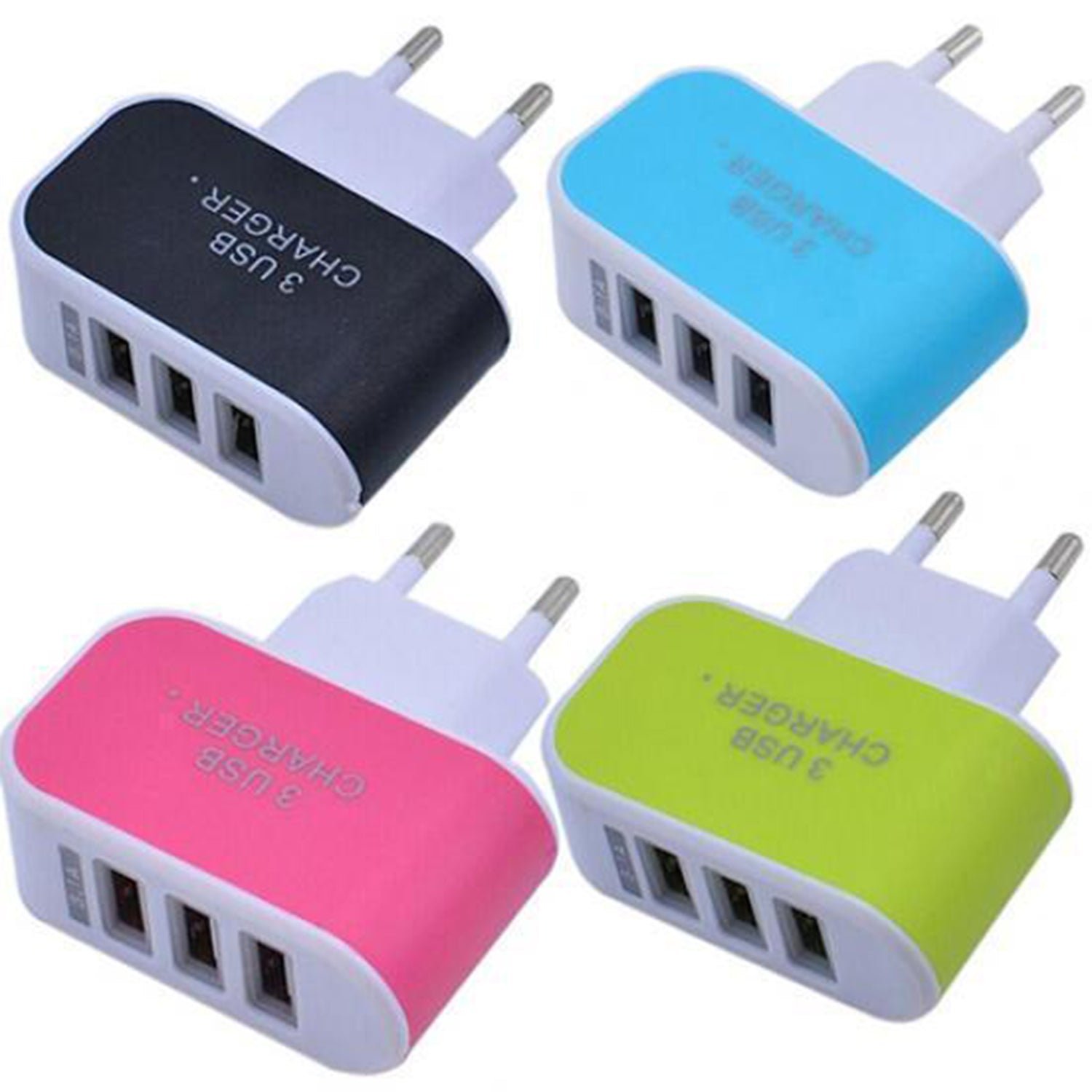 Triple USB 3 Port Wall AC Adapter Charger for Mobile Phone (1Pc Only)