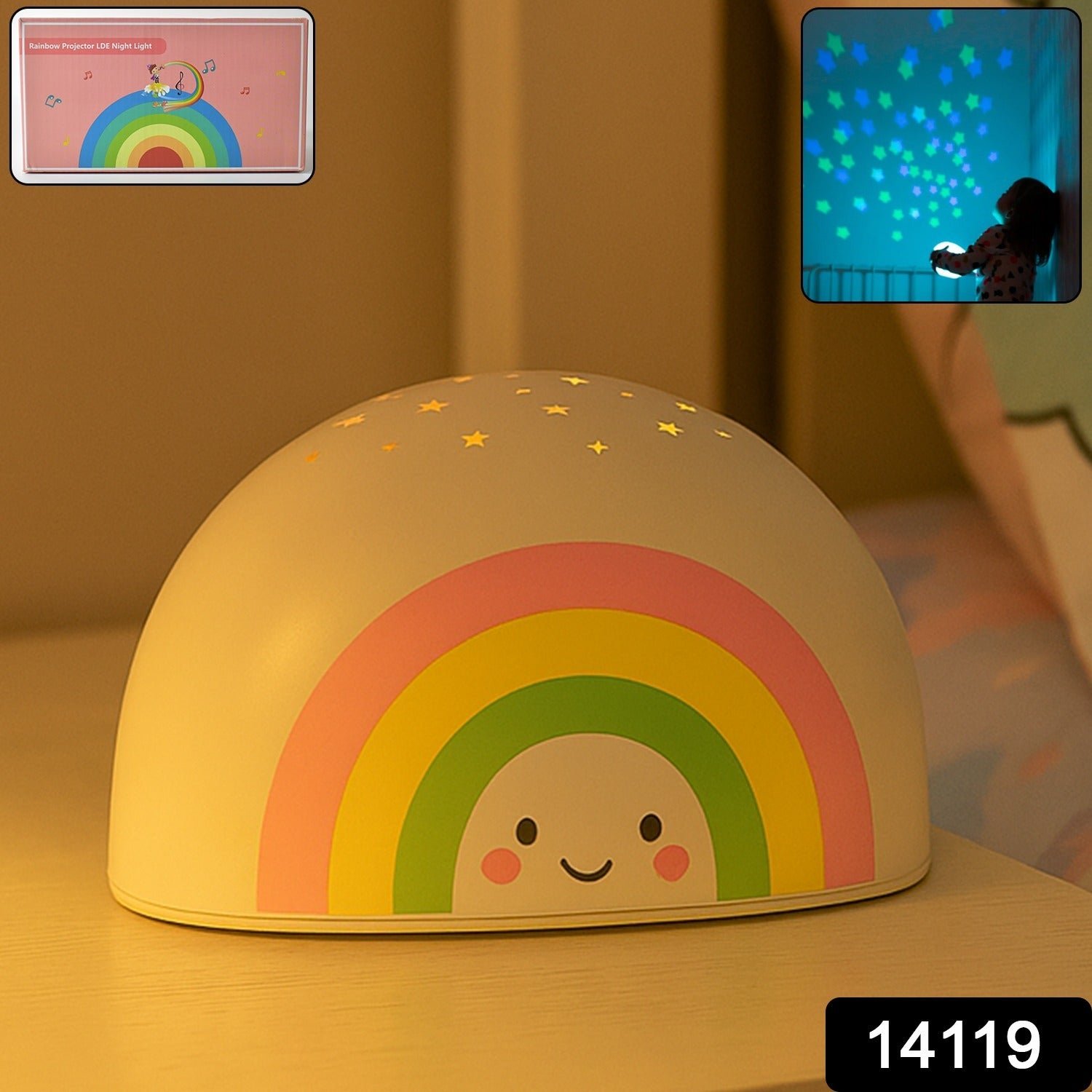 Rainbow projector LED Night Light for Kids (1 Pc (Music is not playing)