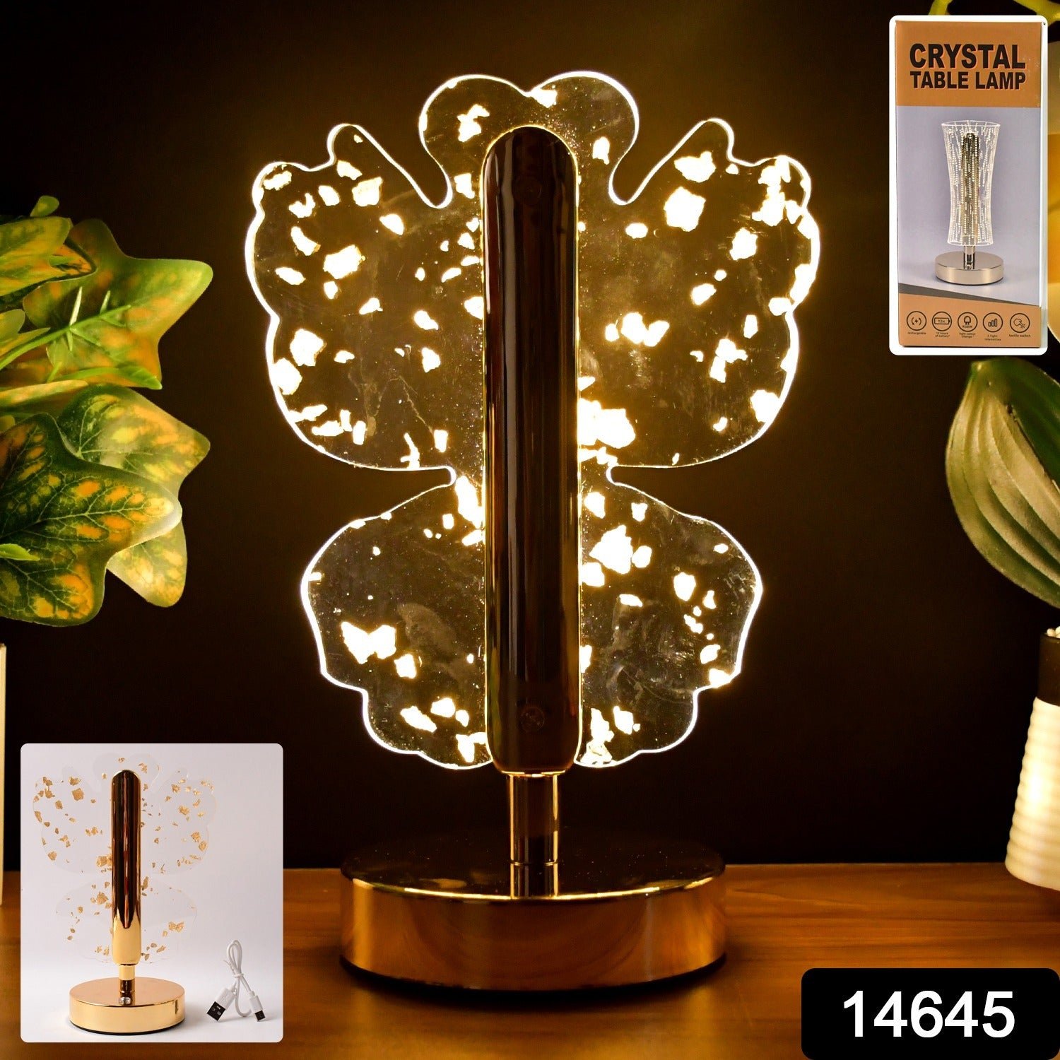 Luxury Golden Crystal LED Table Lamp (1 Pc)