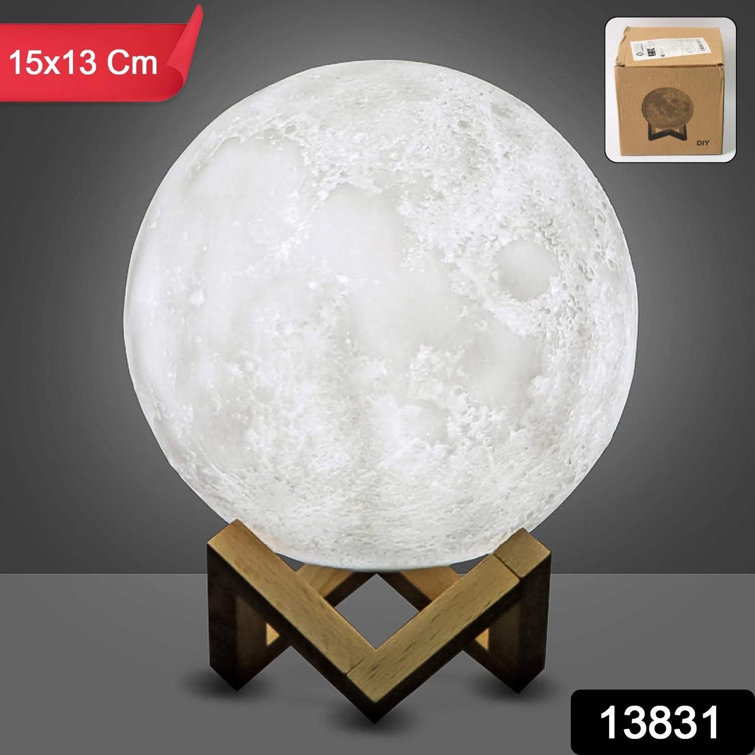 Moon Night Lamp with Plastic Stand Night Lamp for Bedroom (15x13 Cm / 1 Pc)