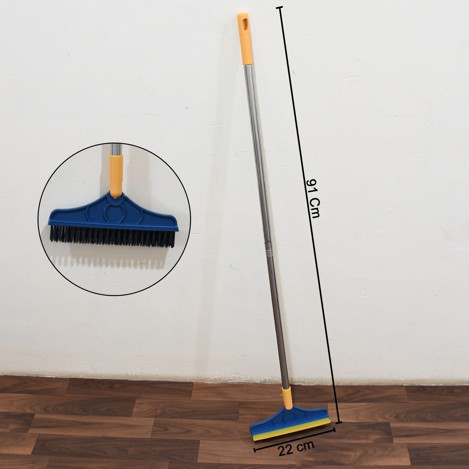 2 in 1 Cleaning Brush & Wiper , Long Handle Floor Brush