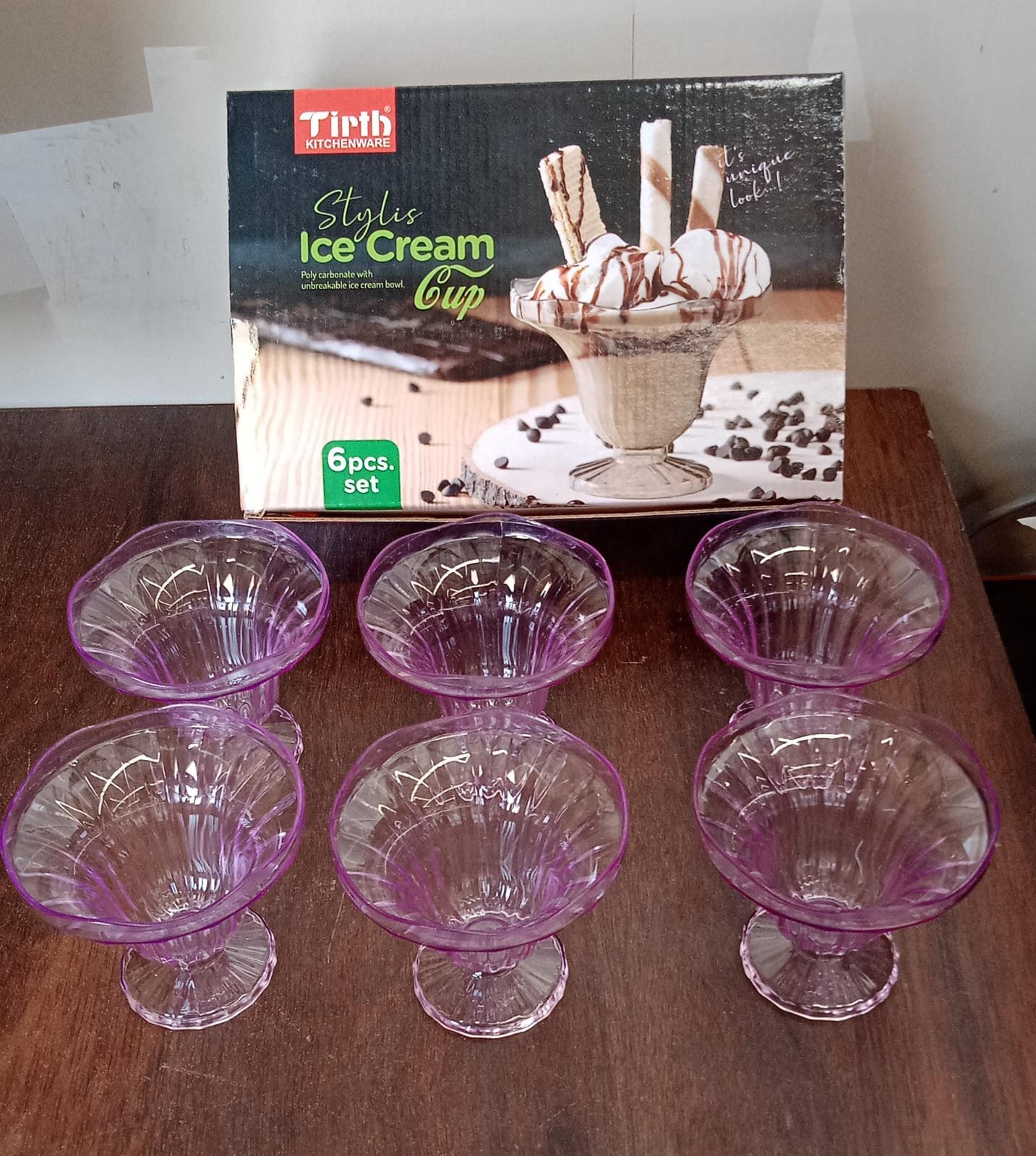 Crystal Plastic Ice-Cream Bowl Set – Serving Bowls (6 Pc)