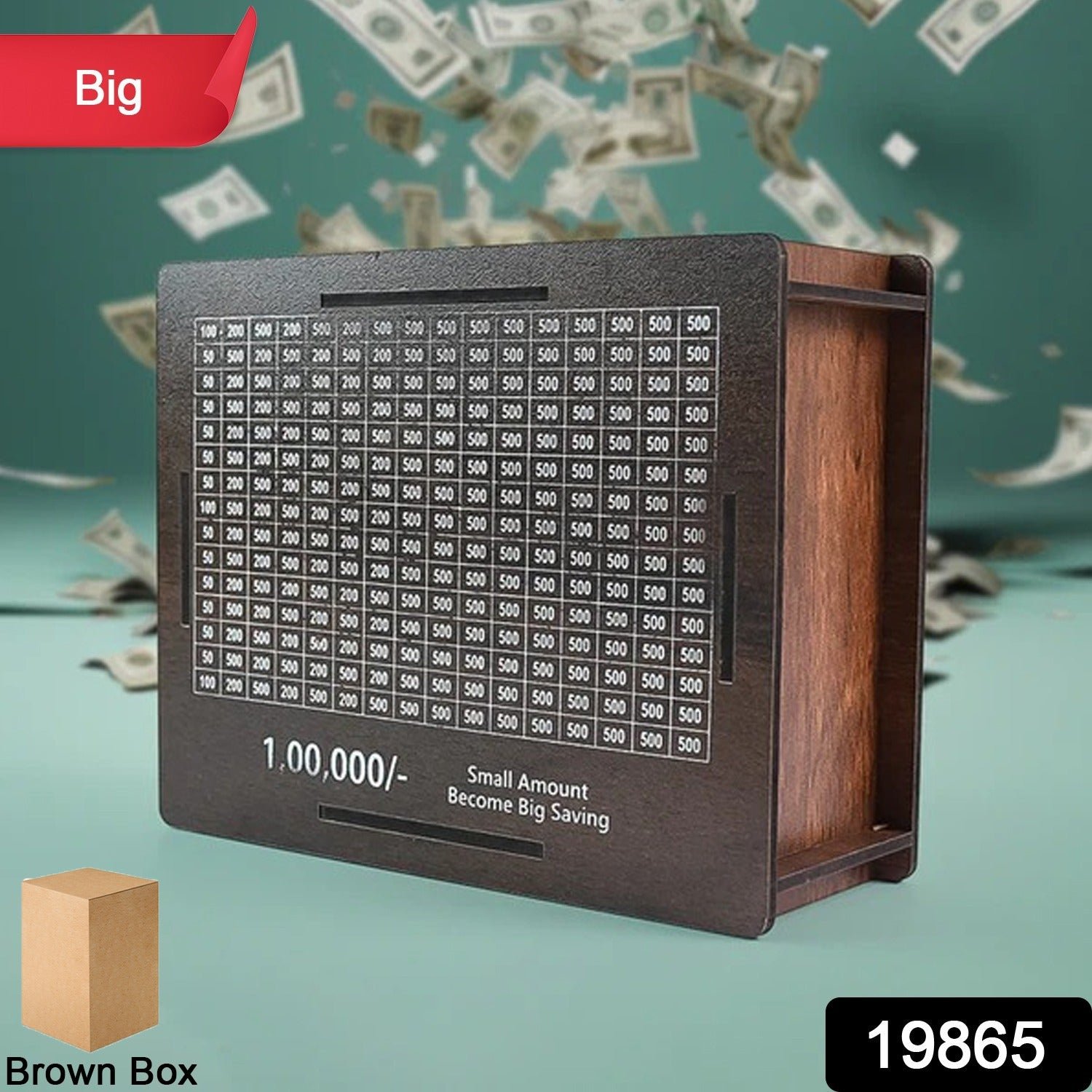 Big Wooden Savings Challenge Money Bank / Piggy Bank - (1 Pc)