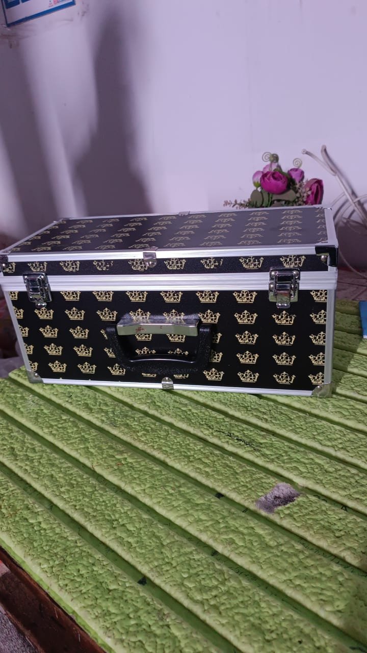 Wooden & Aluminium Portable Suitcase Travel Tool Box (38×17×18 Cm / 1 Pc)