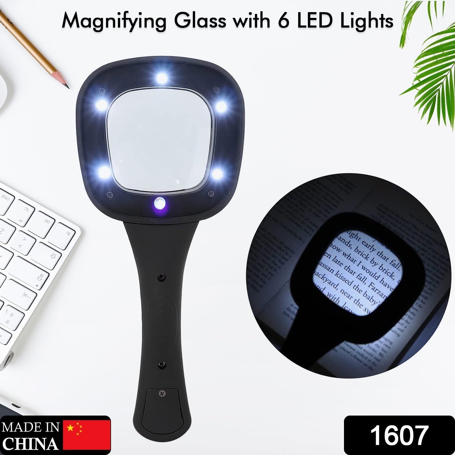 Handheld LED Magnifying Glass – 6 Lighted Magnifier for Reading & Inspection