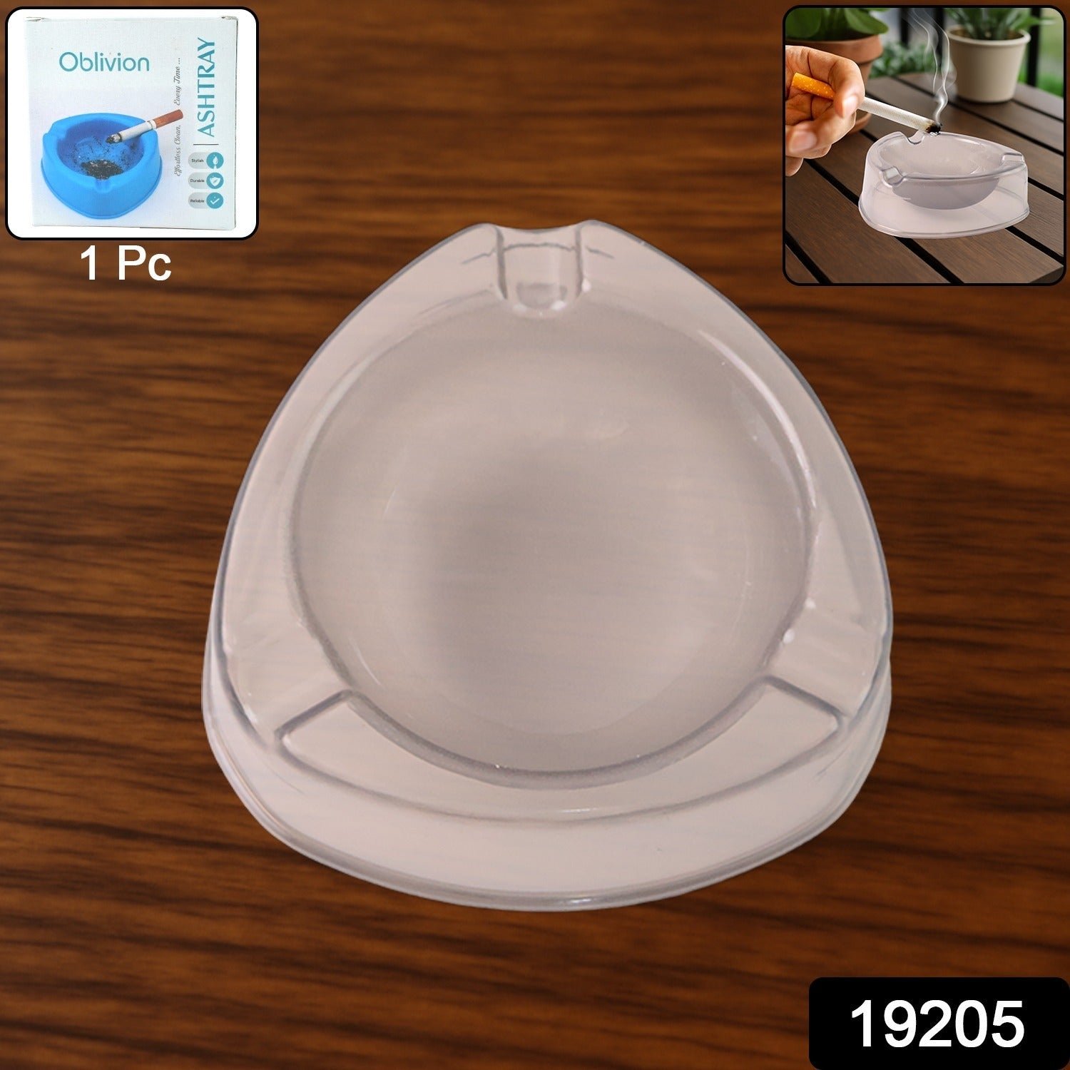 Oblivion Transparent White Ashtray with Cigarette Holder Grooves (1 Pc)