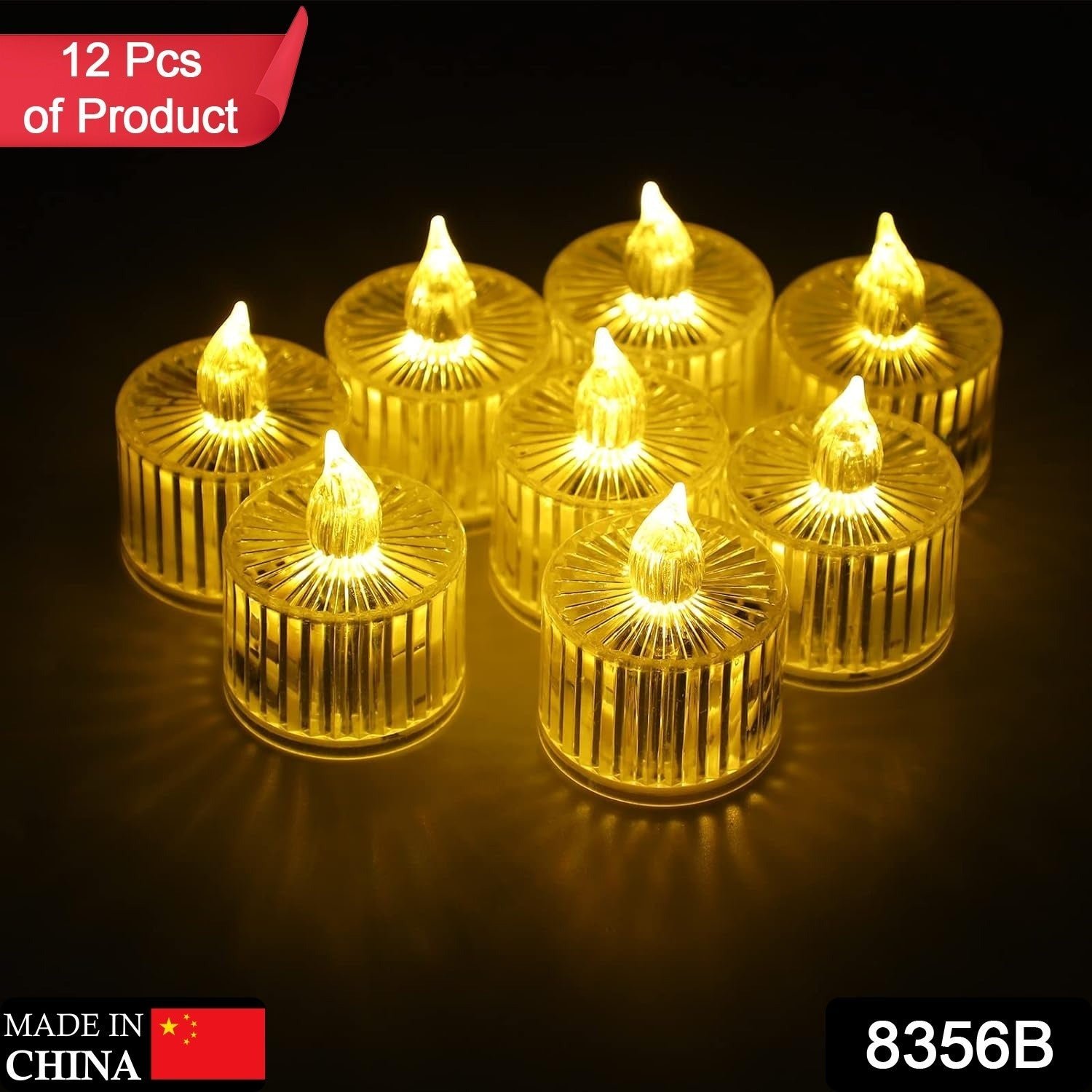 Flameless Acrylic LED Tealight Candles for Festival Decor (12 Pc)