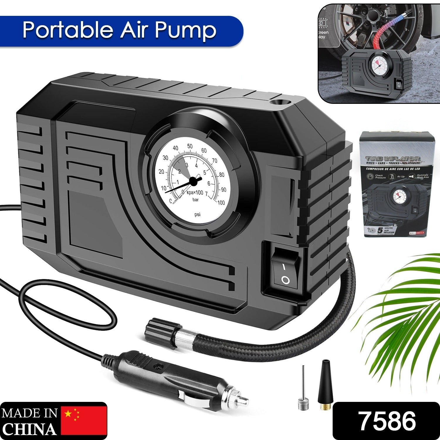 Tire Inflator Portable Air Compressor 12V Small Air Pump for Car Tires Bicycle Bike