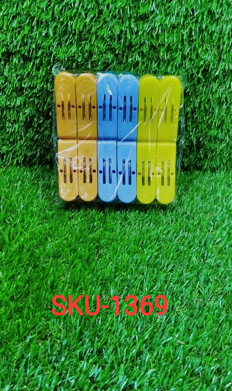 Plastic Cloth Double Pin Clips for cloth Dying cloth (multicolour) (Pack of 12)