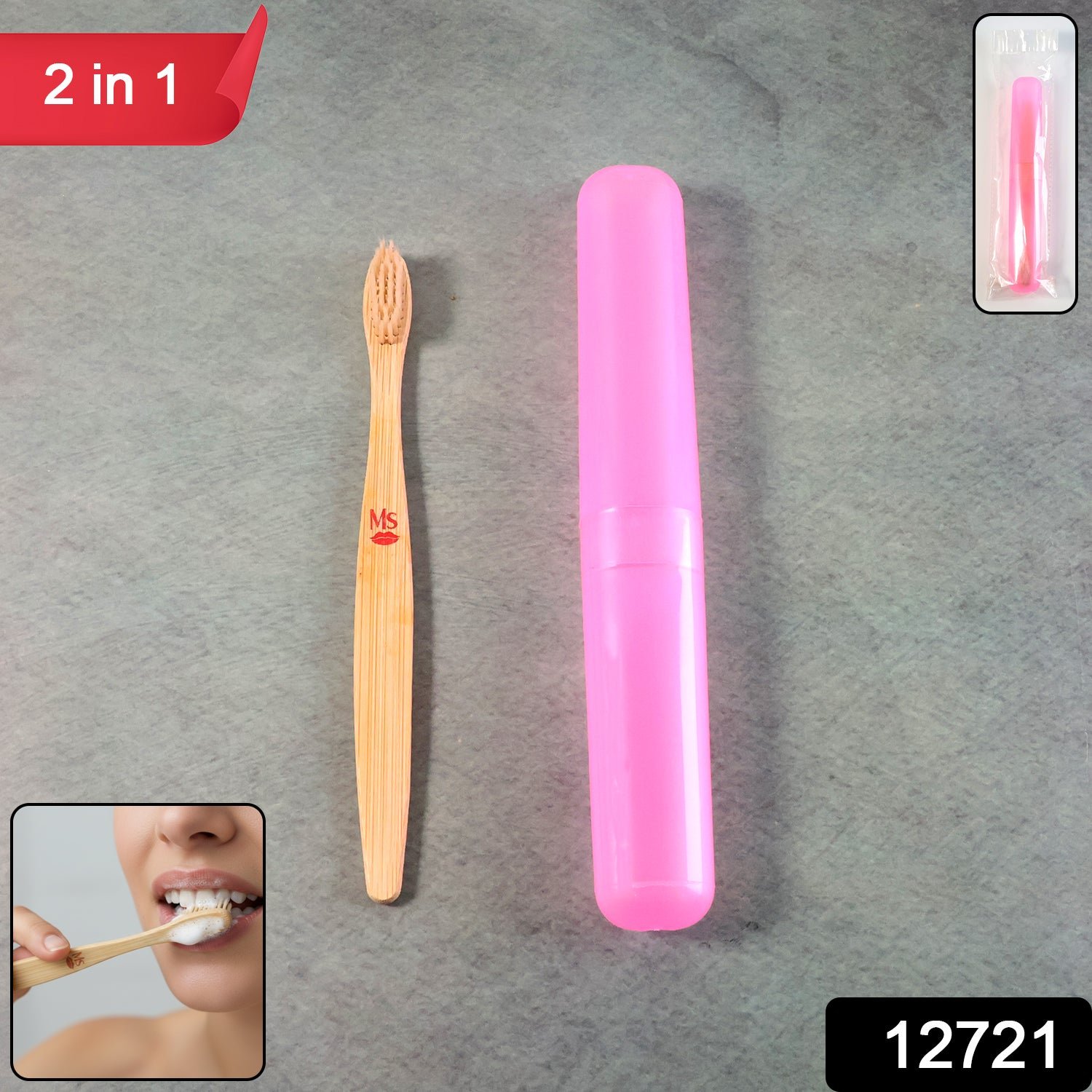 2-in-1 Soft Toothbrush & Tongue Cleaner for All Ages (1 Pc, With Cover)