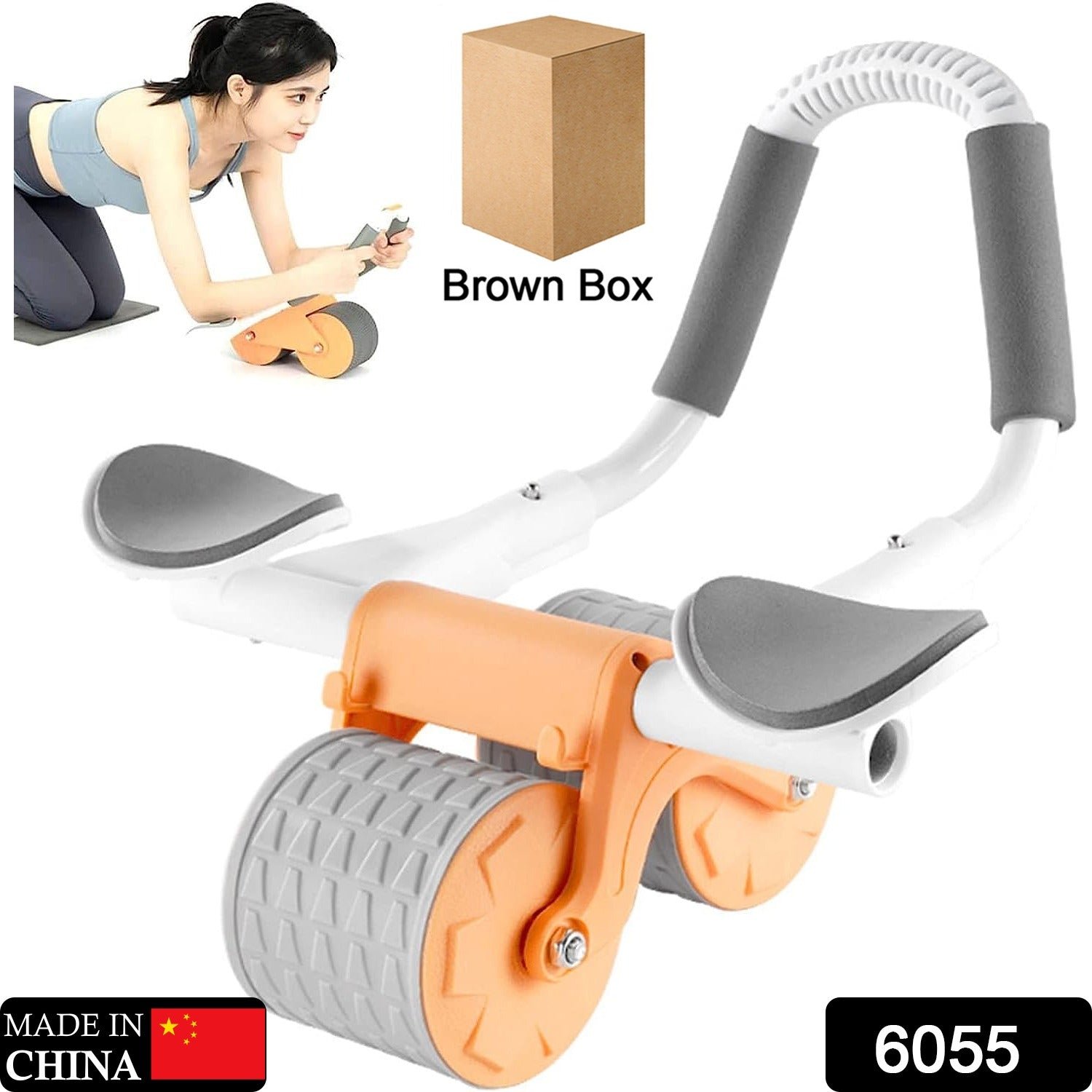 Automatic Rebound Ab Roller Wheel with Timer & Elbow Support for Fitness