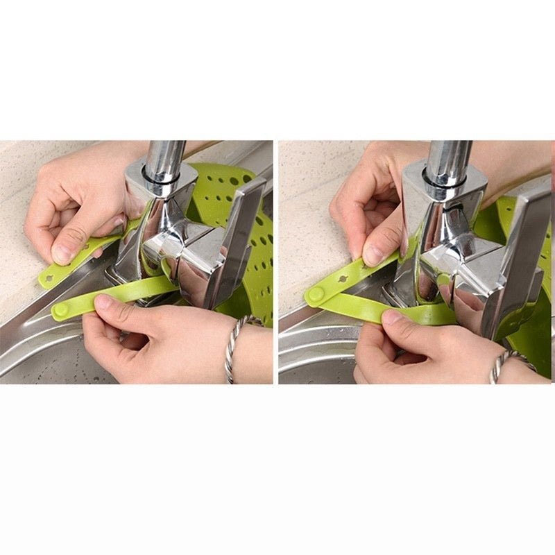 Adjustable Kitchen Bathroom Water Drainage Basket with Faucet Sink Caddy