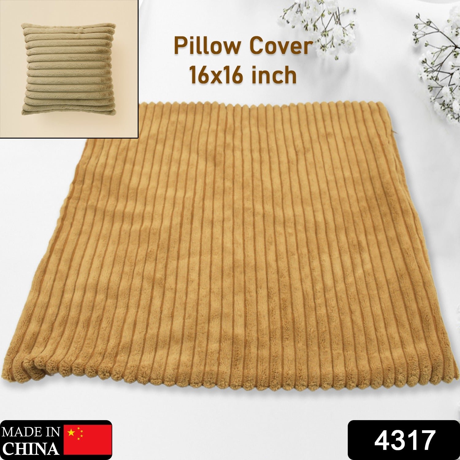 Soft Corduroy 16x16 Throw Pillow Cover Square Decorative Cushion Case (1 Pc)