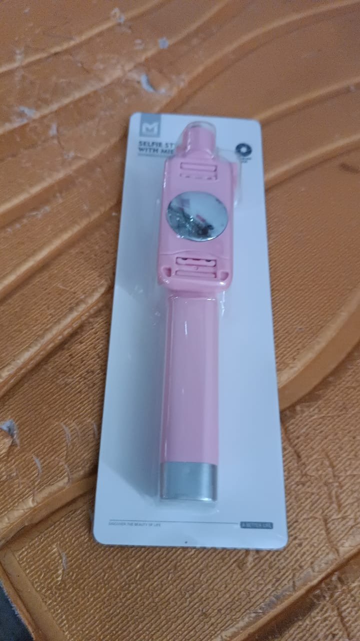 Wired Selfie Stick with Rearview Mirror & Built-In Shutter Button (1 Pc)