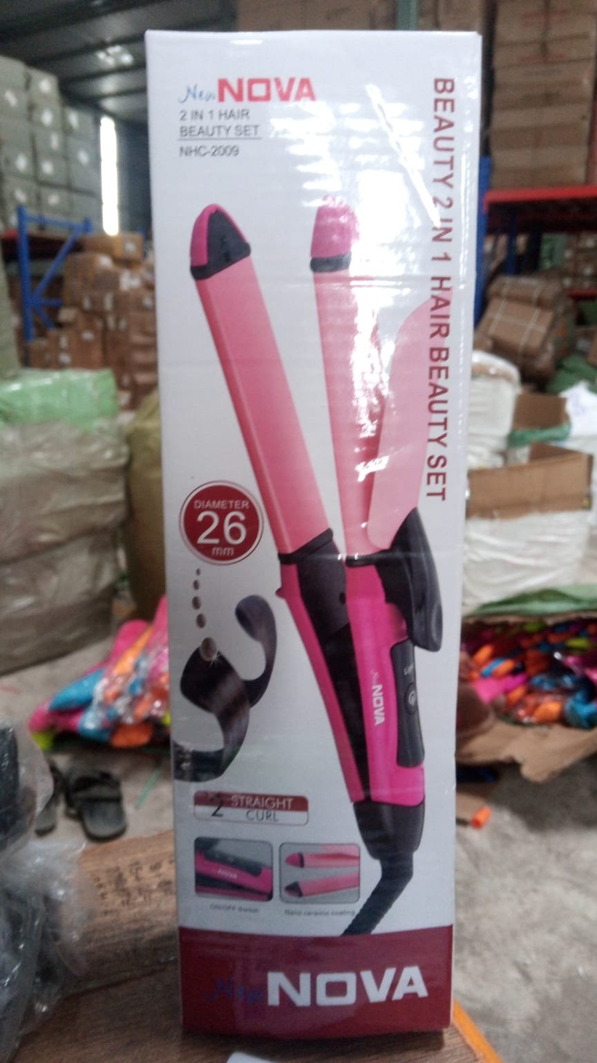 2-in-1 Hair Straightener & Curler – Heating Iron for Styling Hair & Accessories