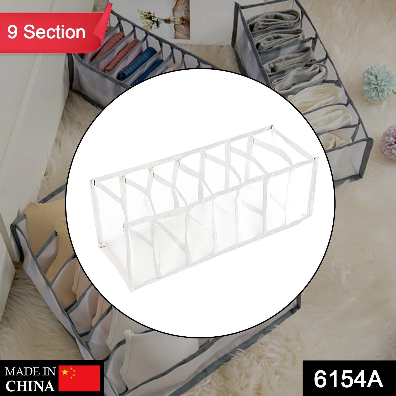 LAUNDRY 9 SECTION BAG WIDELY USED STORING AND MANAGING LAUNDRY CLOTHS AND STUFFS ETC.