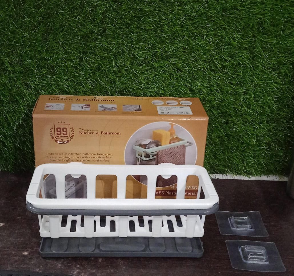 Hanging Drain Rack & Sponge Holder Basket for Kitchen Sink Storage