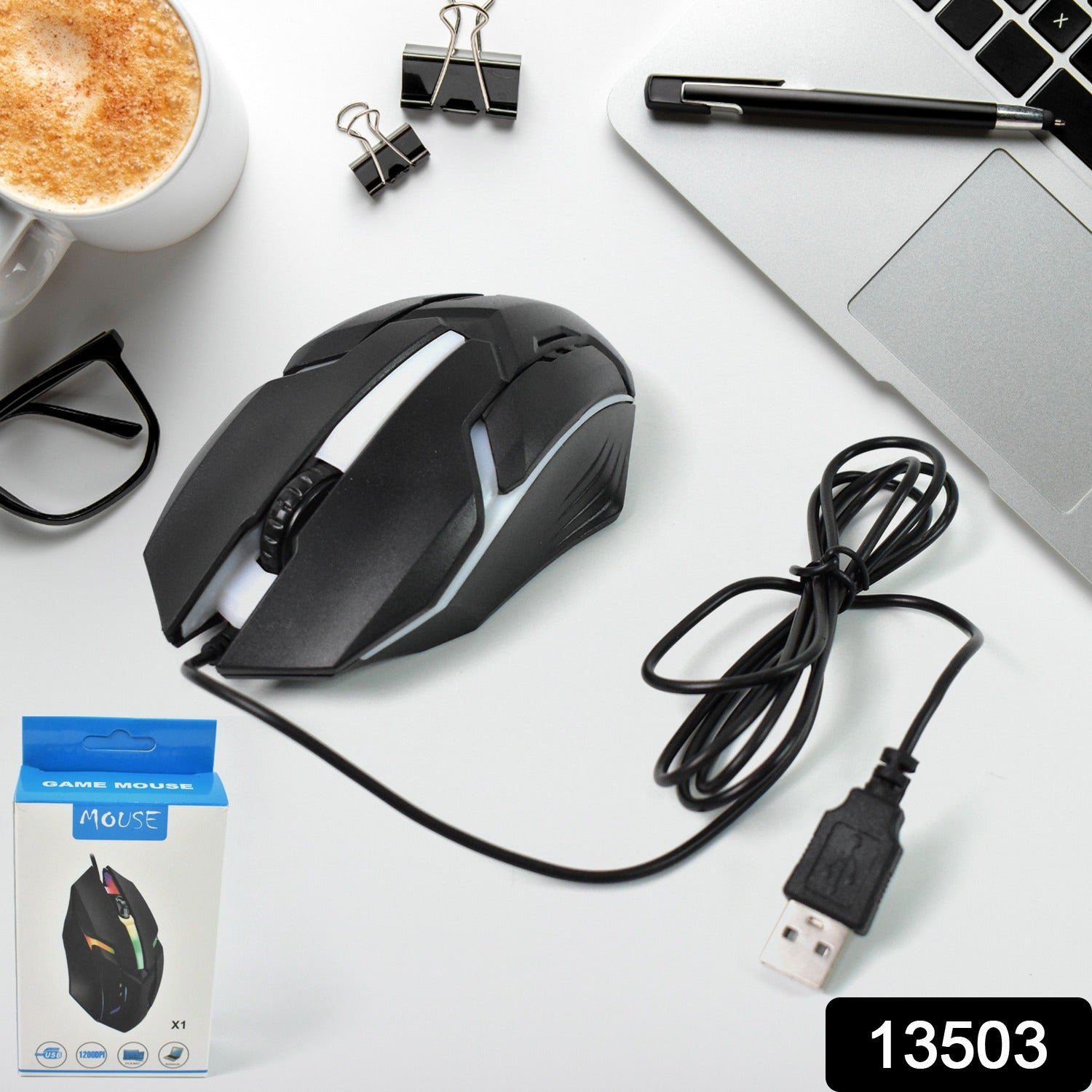 USB Wired Mouse, Ergonomic Design Gaming Mouse  (1 Pc)