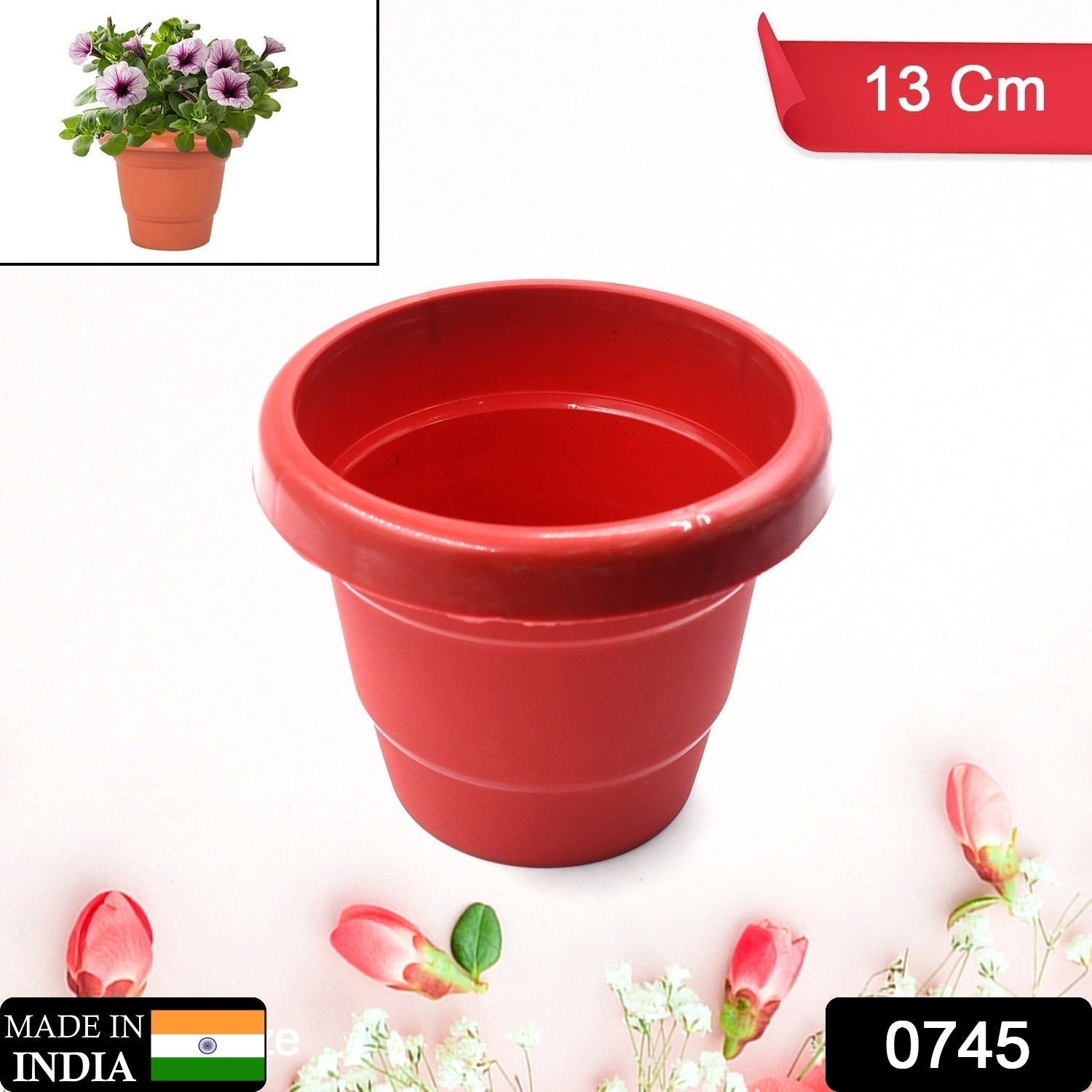 Plastic Heavy-Duty Plant Container Pot for Indoor & Balcony Garden (13cm, 1 Pc)