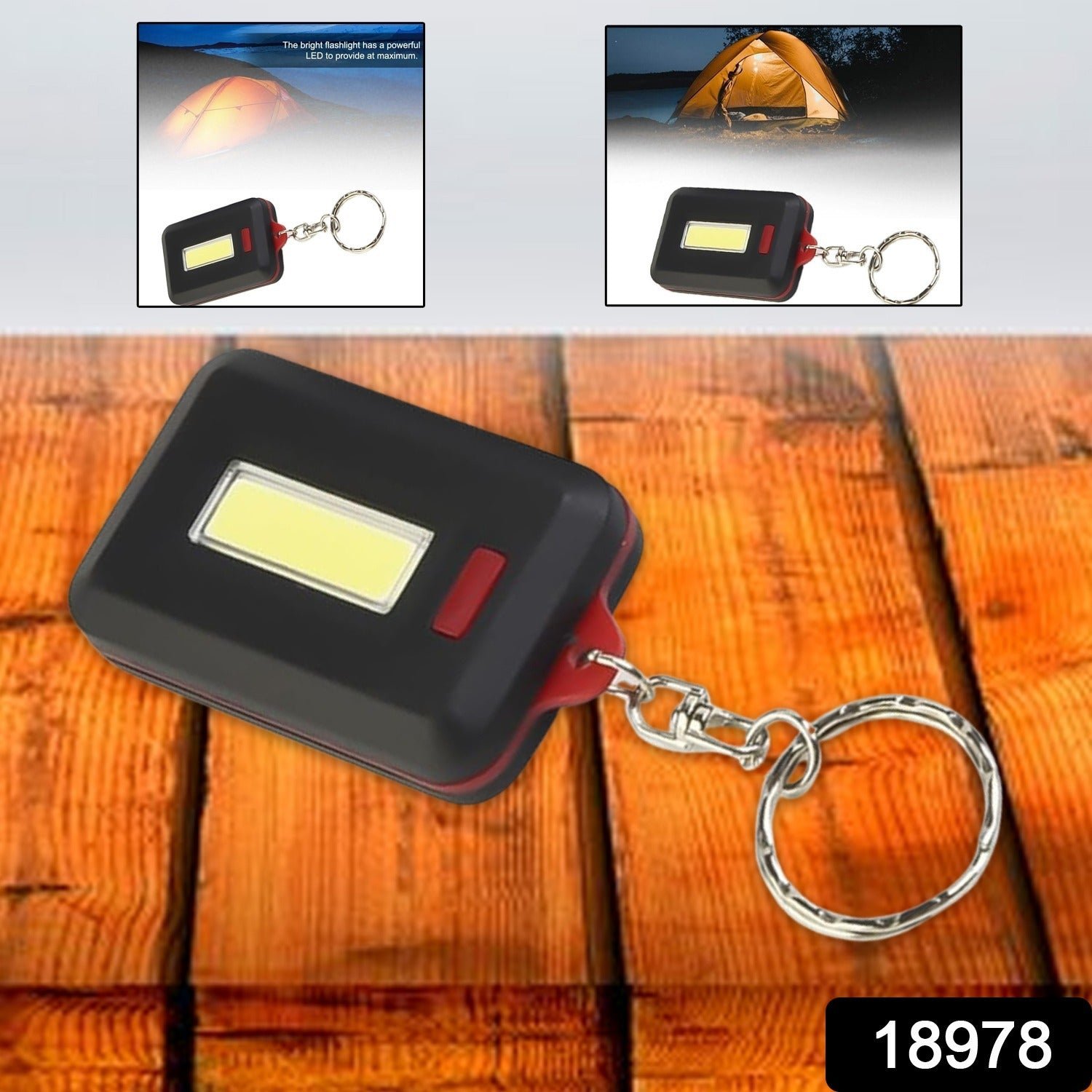 LED Keychain COB Light with Hook & Loop Sticker 3 Light Modes (1 Pc)