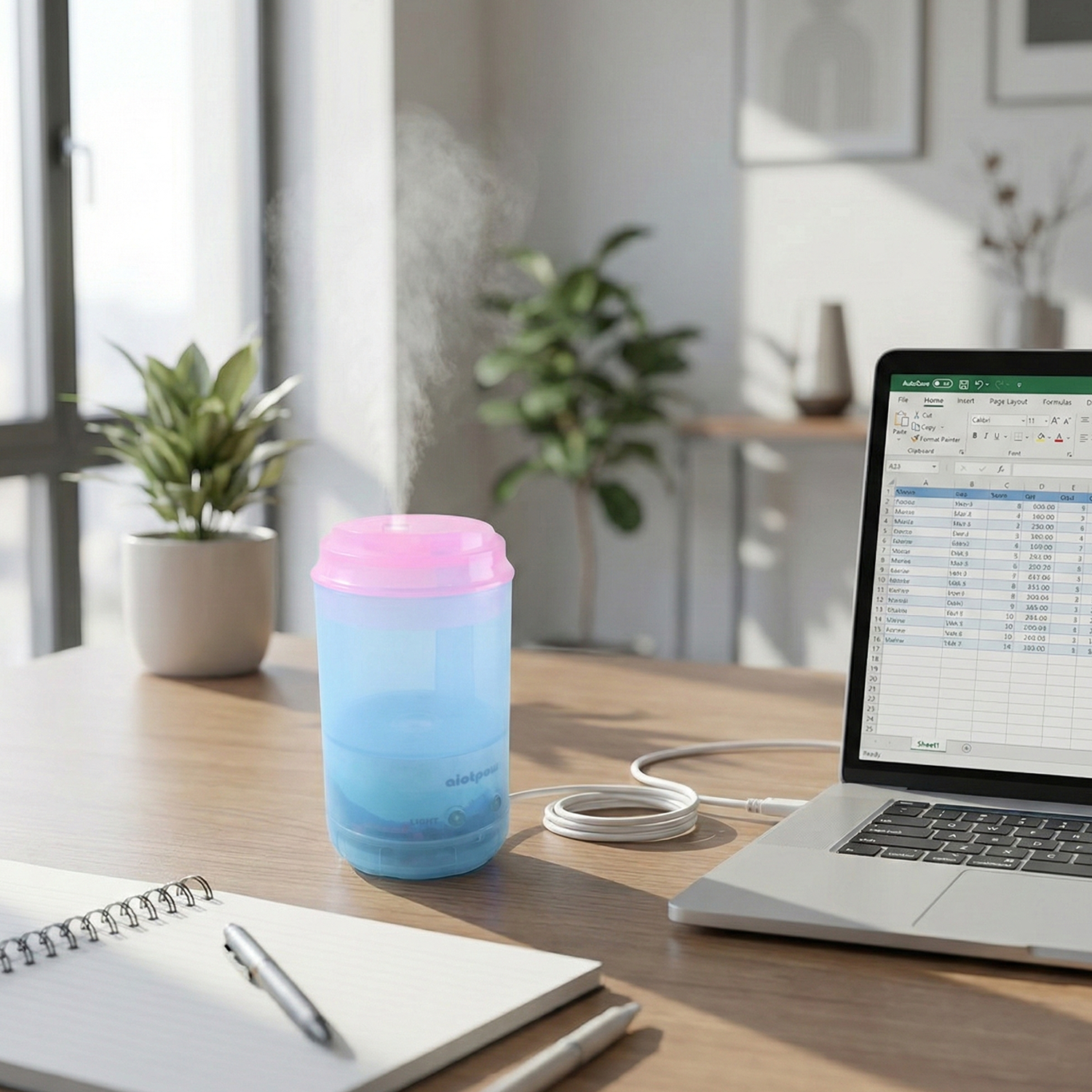 Portable Mini Humidifier for Bedroom & Office (USB, Essential Oil)