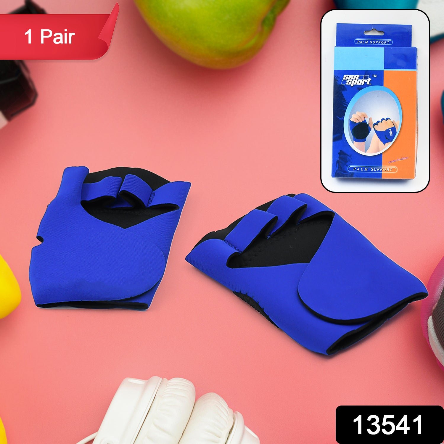 Palm Support Half-Finger Gym Training Gloves (1 Pair / With Color Box)