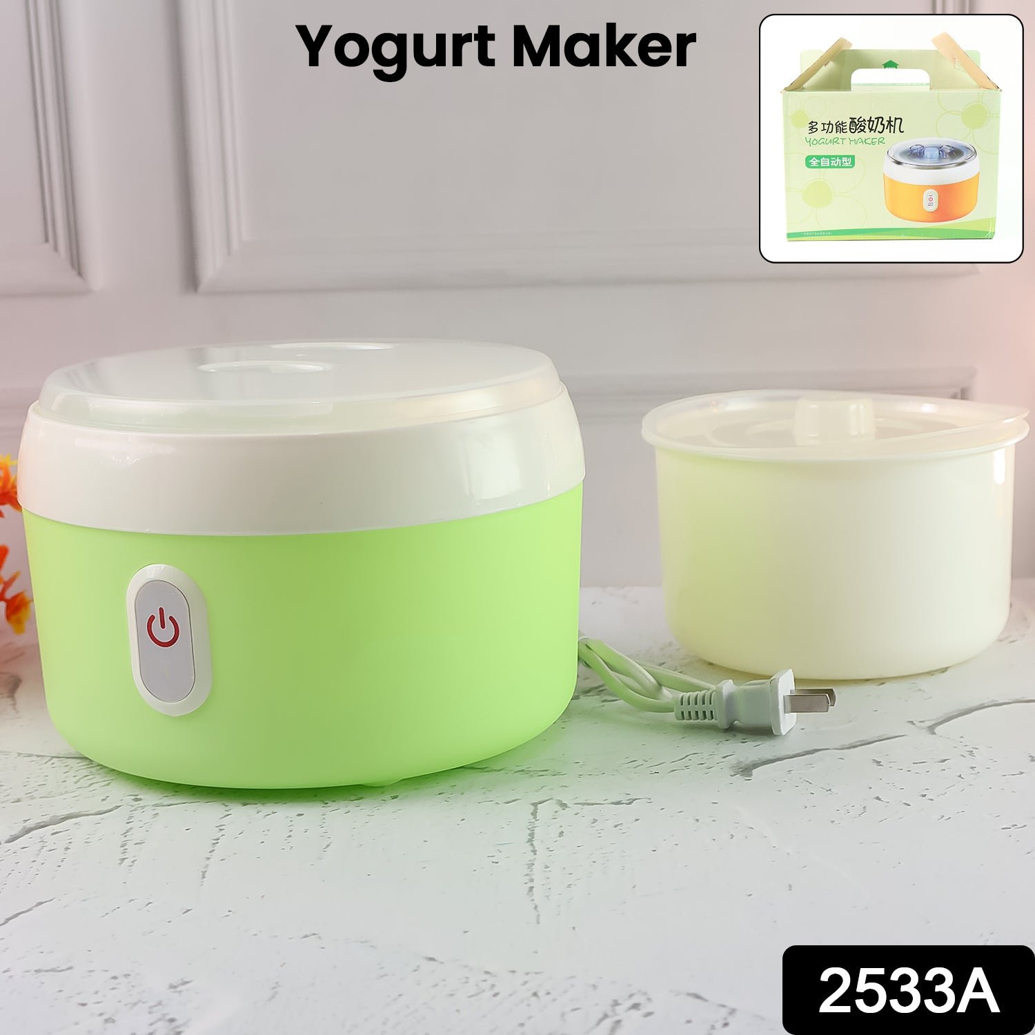 Green Electric Yogurt Maker for Household and Kitchen Use
