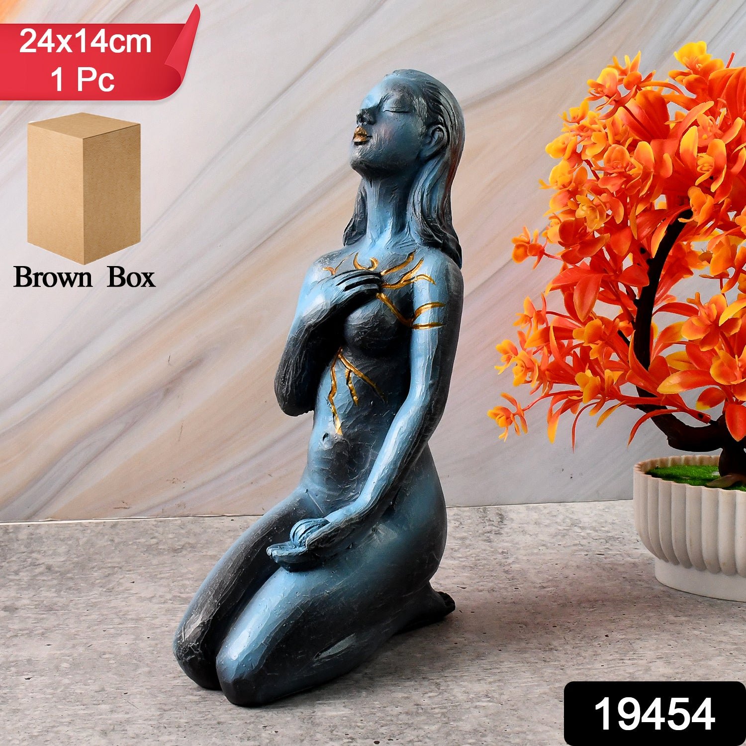 Elegant Resin Kneeling Woman Decorative Statue (1 Pc)