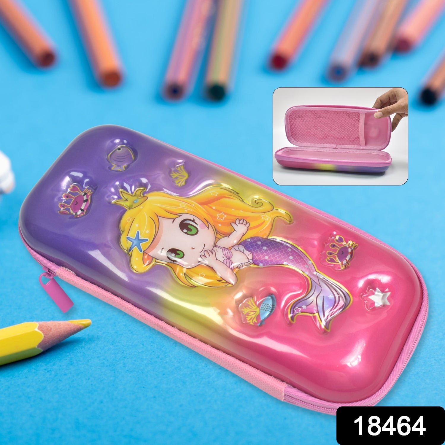 3D Cartoon Zipper Compass Box, Pencil Box (1 Pc / Mix Design)