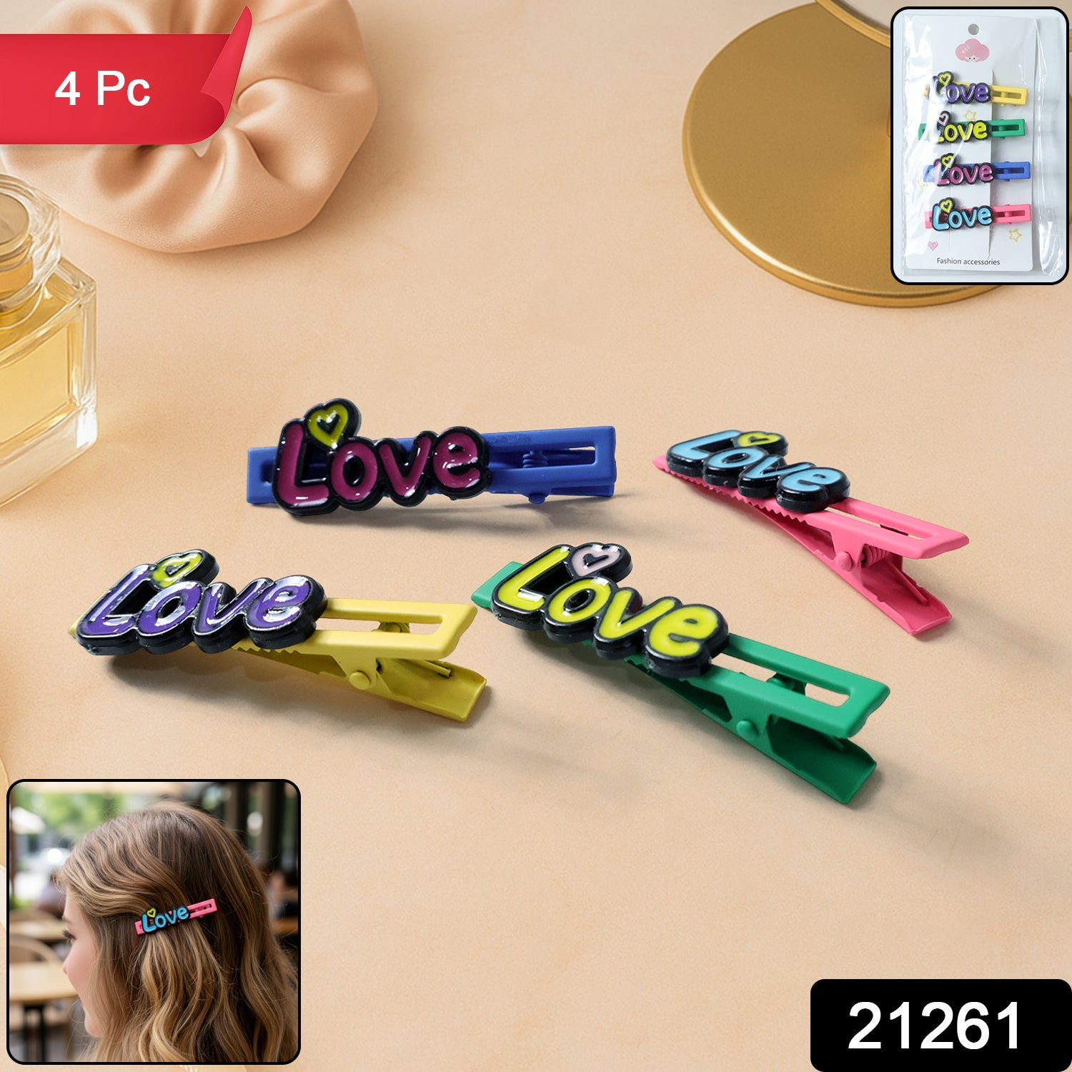 Decorative Hair Clip Set (4 Pc)