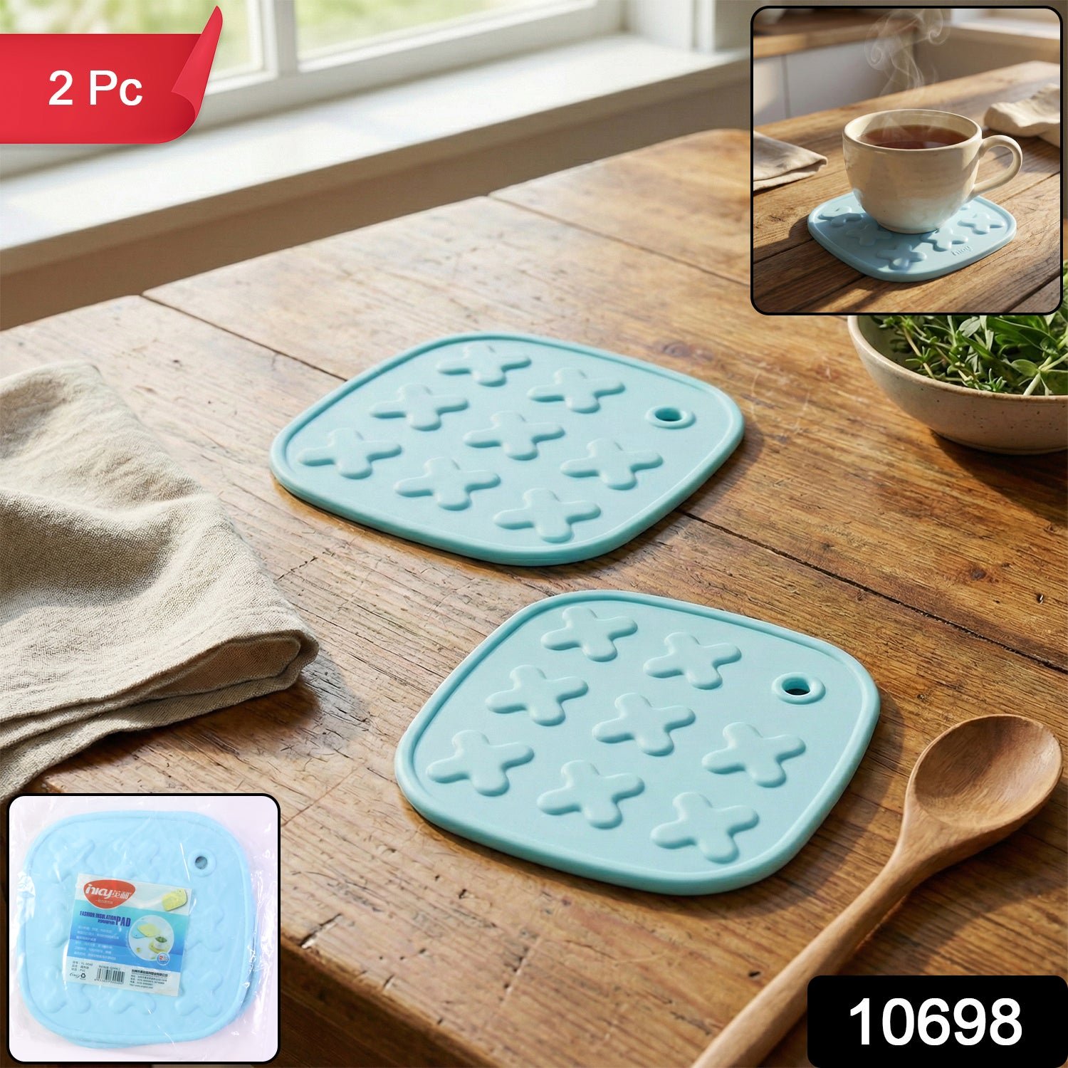 Heat Resistant Multipurpose Cup Coaster & Hot Pot Pad Set (2 Pc)