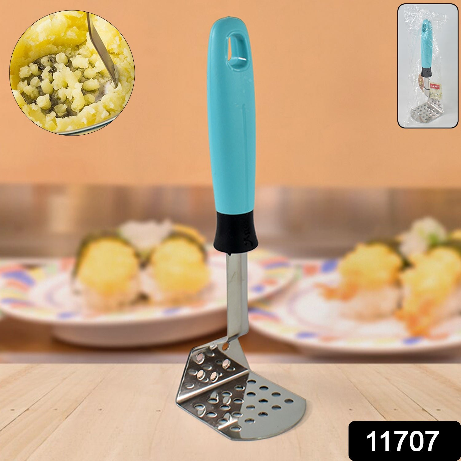 Apex L-Handle Stainless Steel Potato Masher Ergonomic Grip (1 Pc)