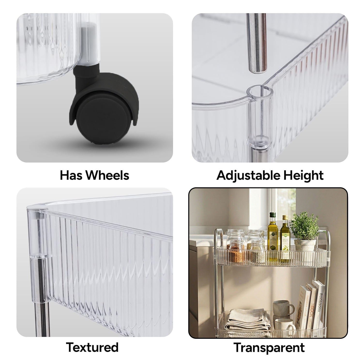 4 Layer Multipurpose Storage Trolley with Wheels