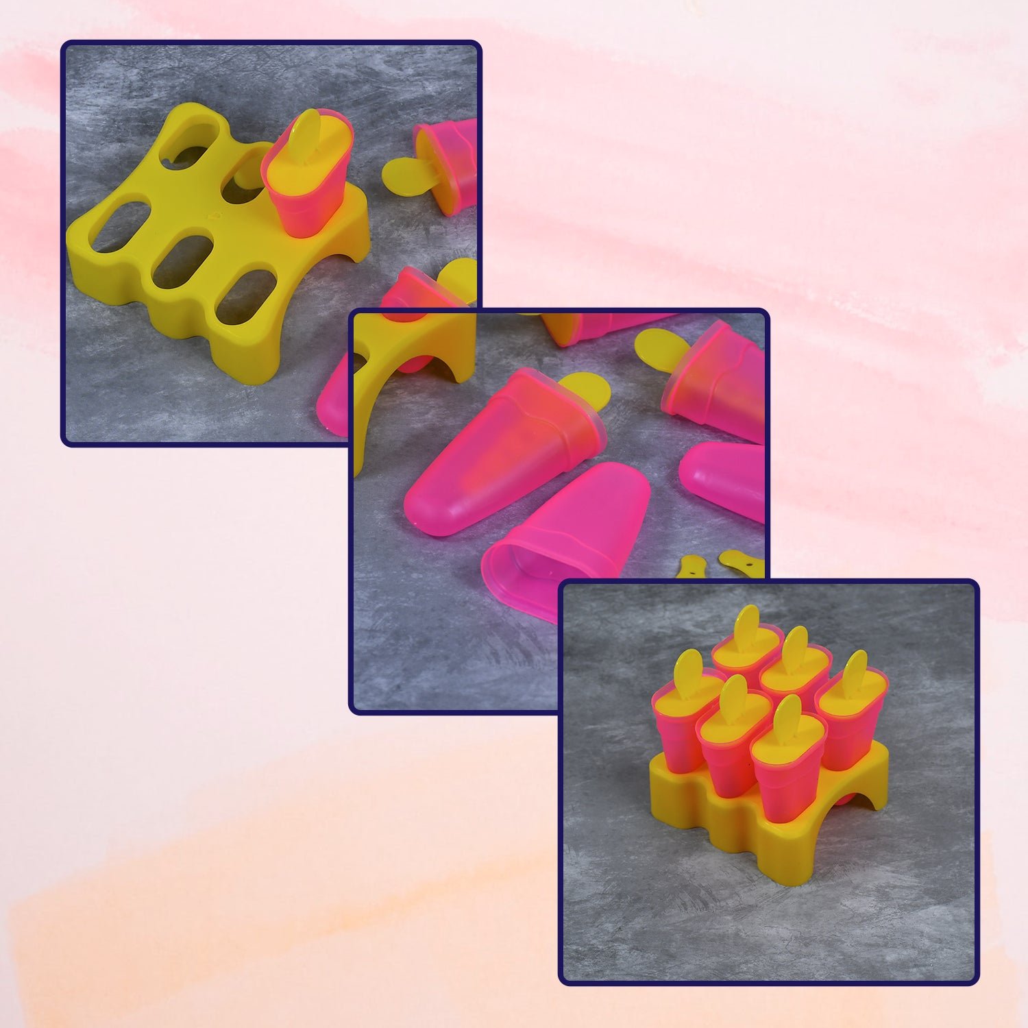 Kulfi Maker Moulds Set Plastic Homemade Kulfi Mould 6pcs Set For Freezer Use